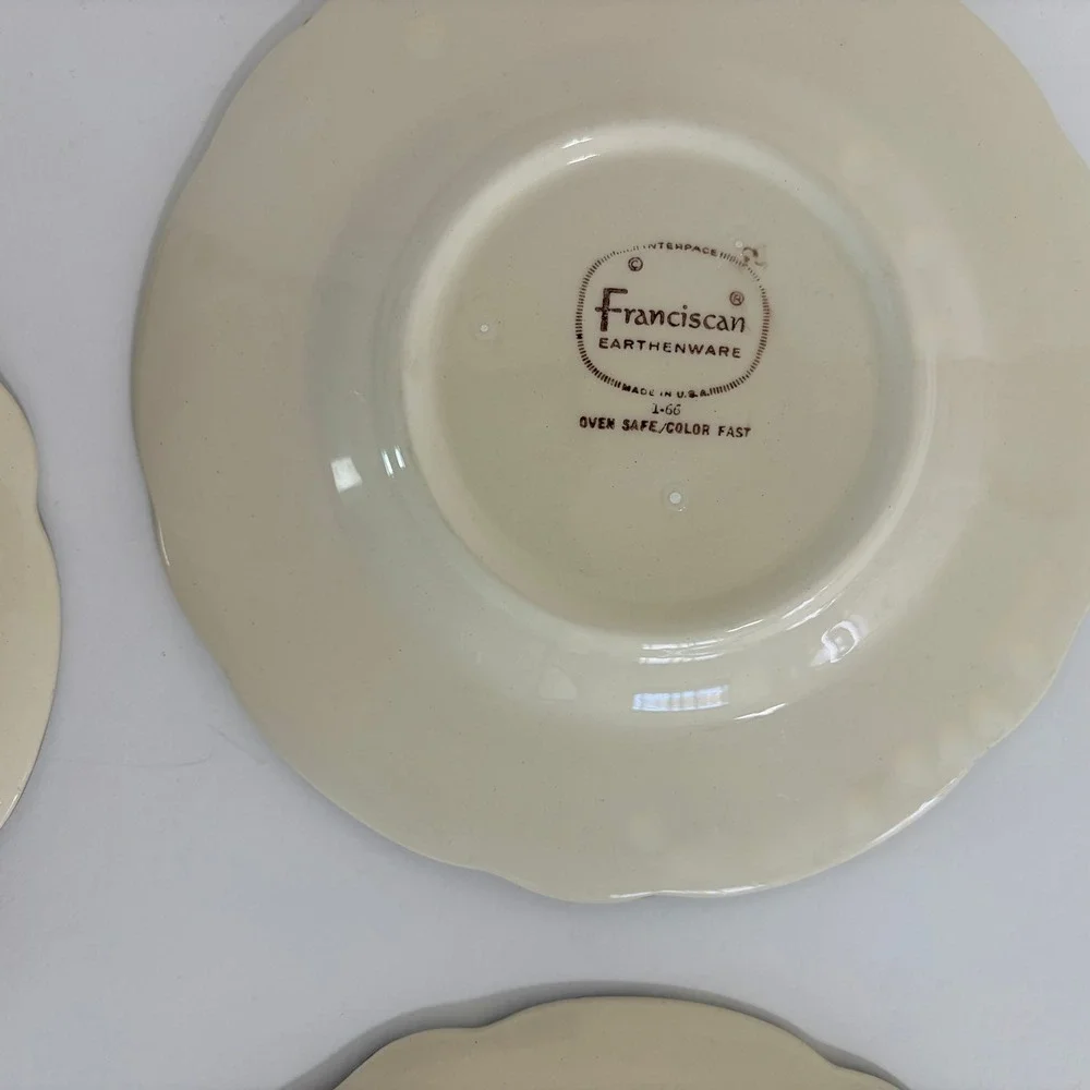 Vintage FRANCISCAN Desert Rose Set‎ of 4 Bread Butter Plates USA Made 6 3/8